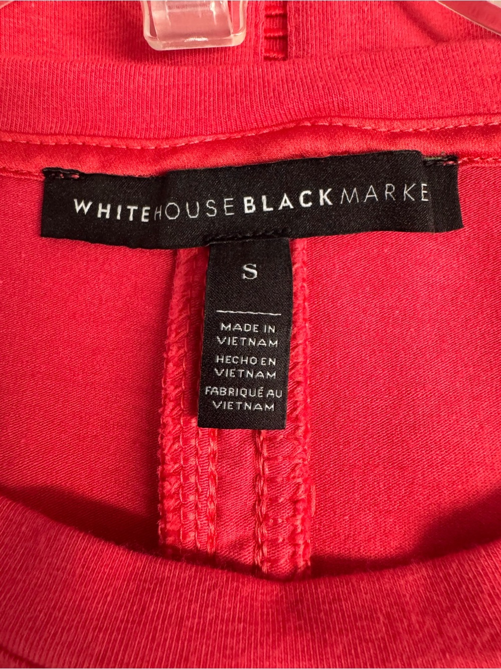 White House Black Market Short-Sleeve Crew Neck Peplum Top - Bright Pink - Picture 2 of 4